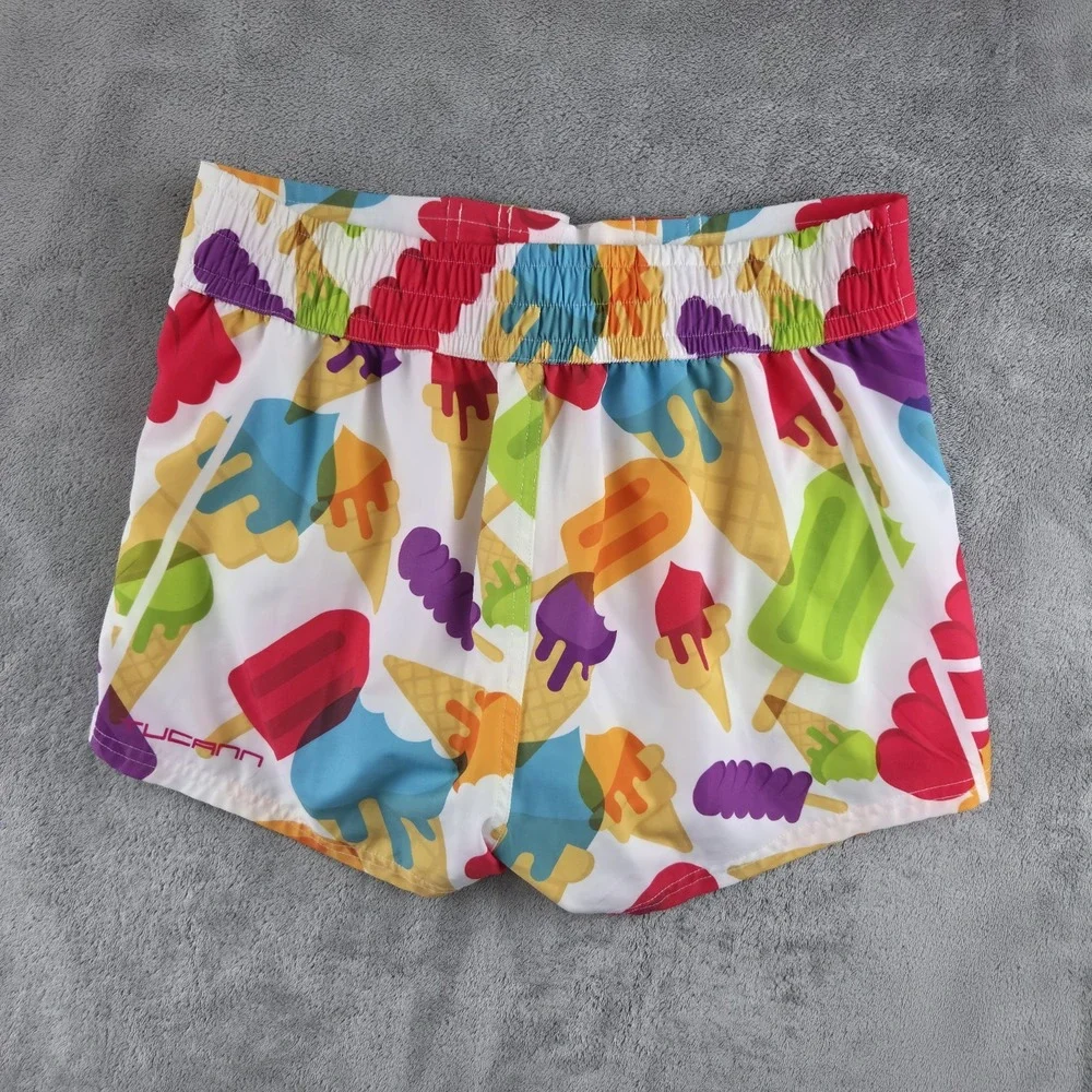 Tucann Ice Cream Pattern Swim Trunks Men's Small Colorfull Unlined Drawstring